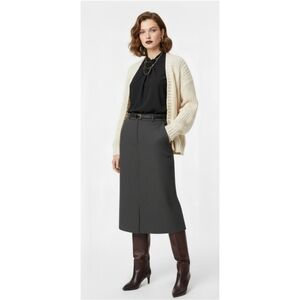 Embassy Row Petites Women's Size 12P Dark Gray Wool Fully Lined Pencil Skirt